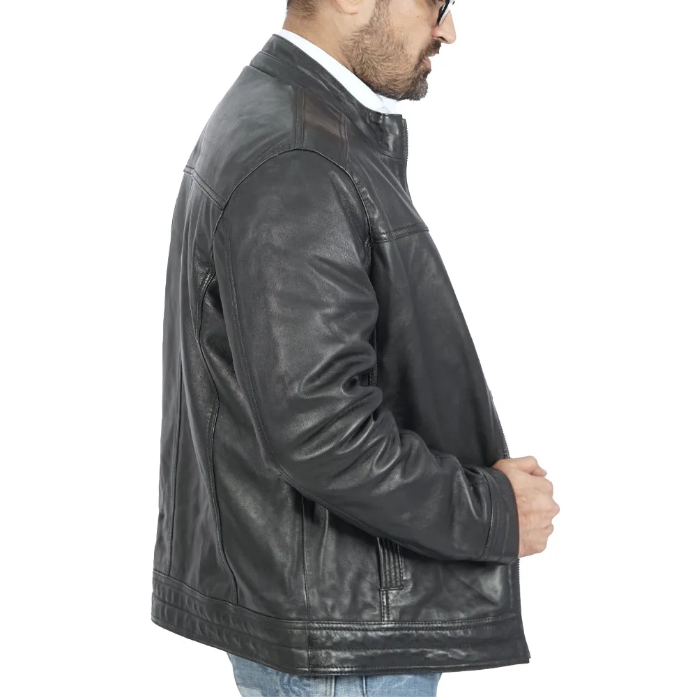 Ace Biker Black Leather Jacket