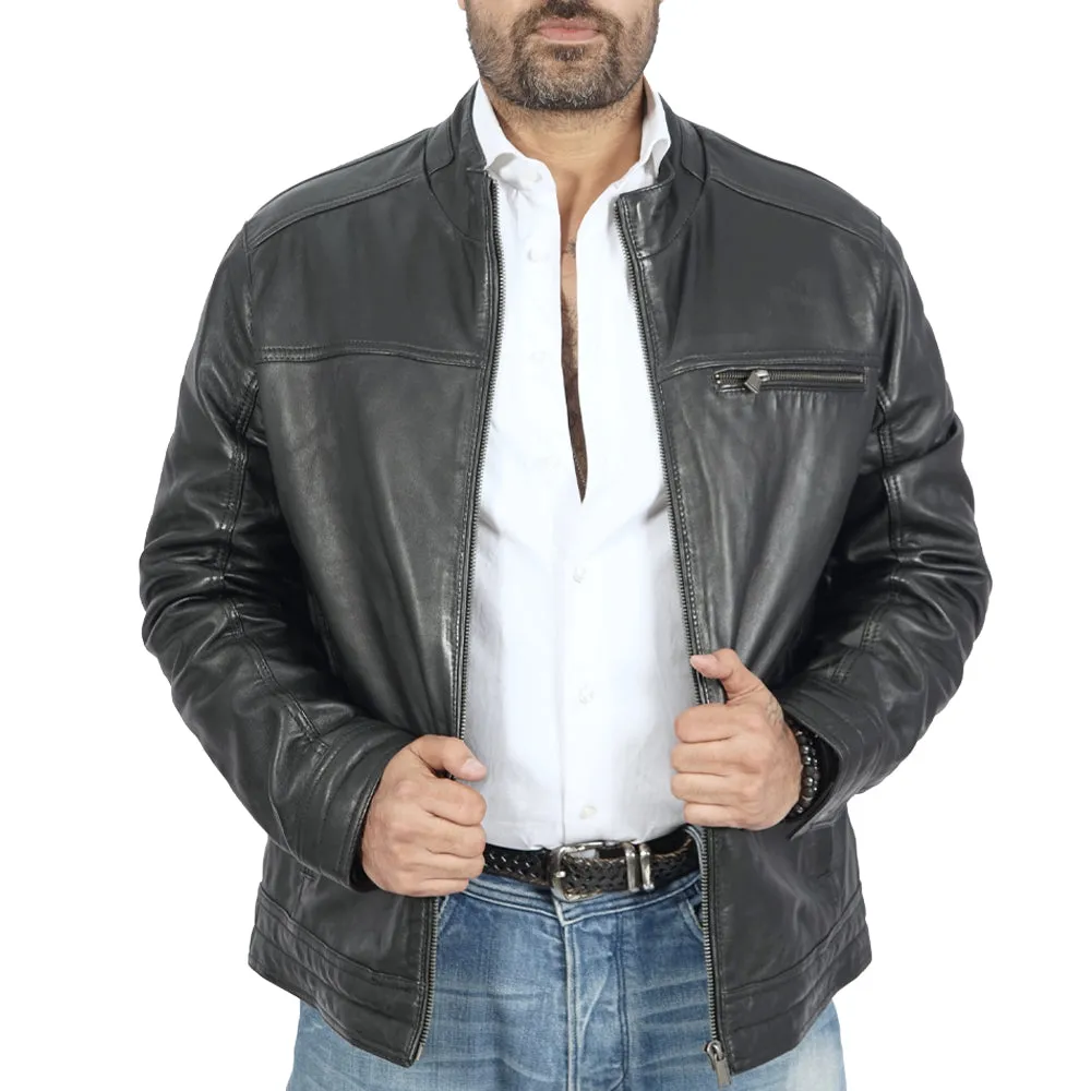 Ace Biker Black Leather Jacket