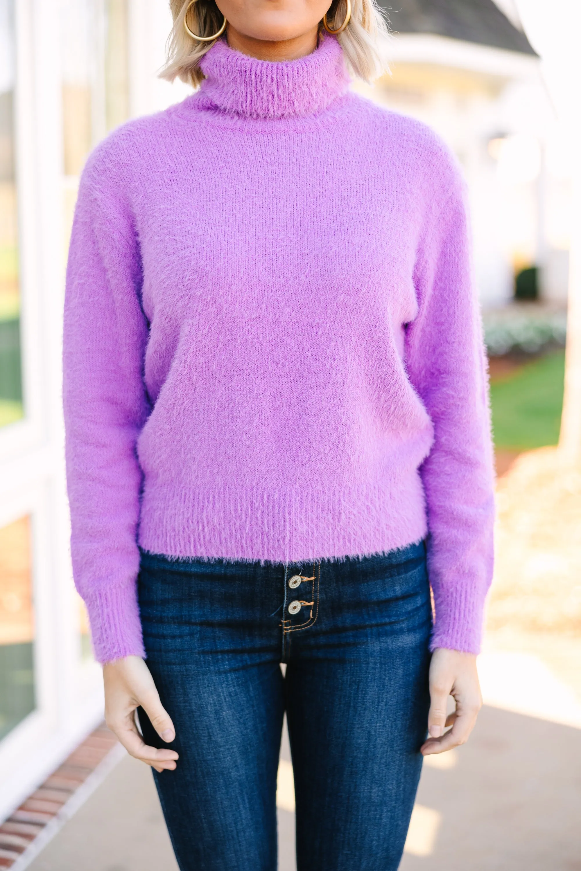 All A Dream Orchid Purple Turtleneck Sweater