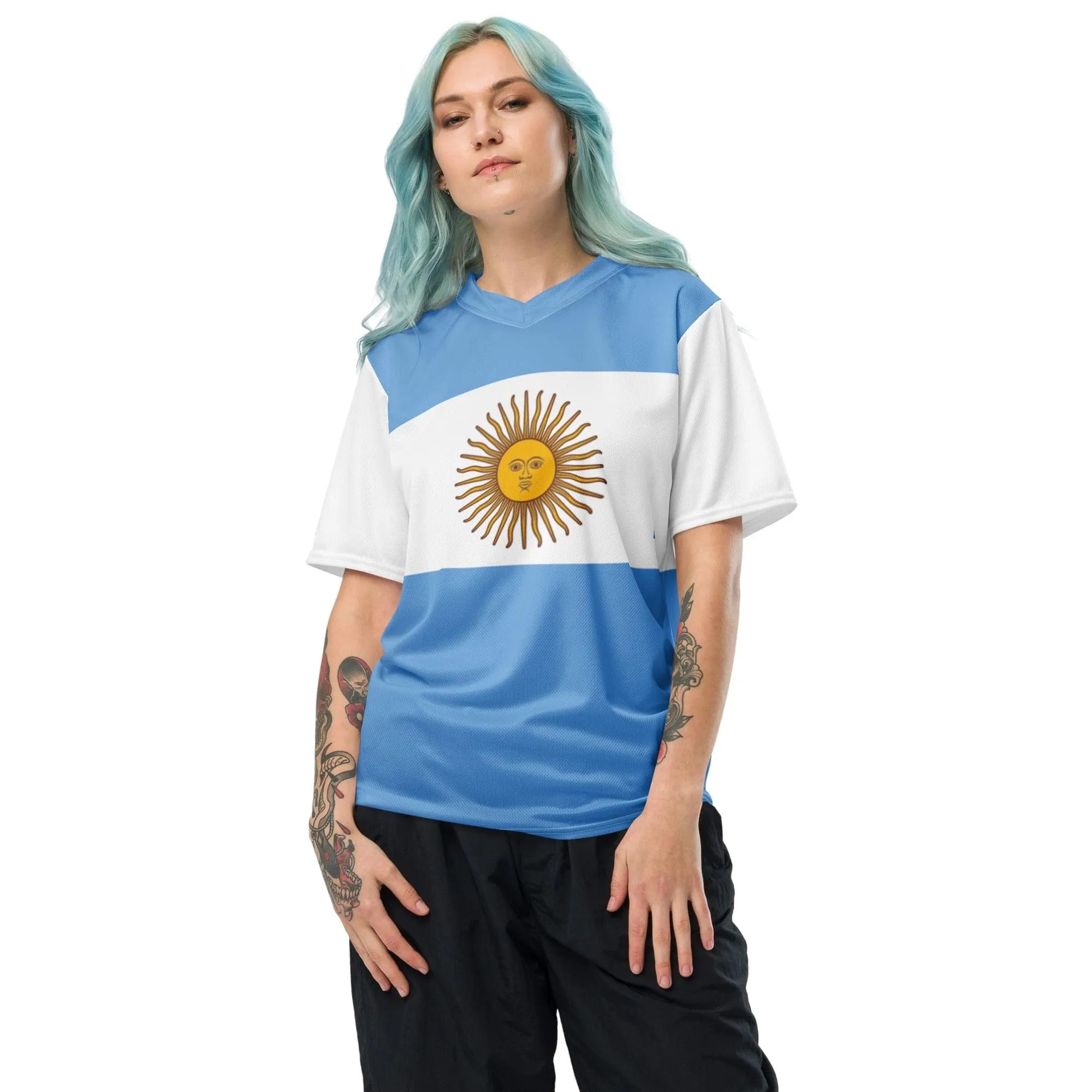 Argentina Flag Recycled Polyester Unisex Sports Jersey