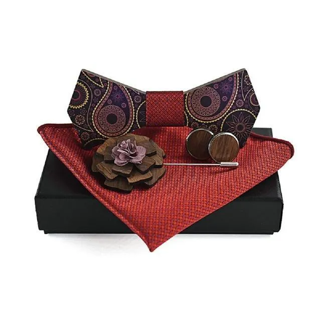 Artisan Wood Bow Tie Set