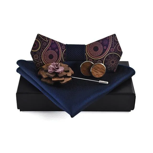 Artisan Wood Bow Tie Set