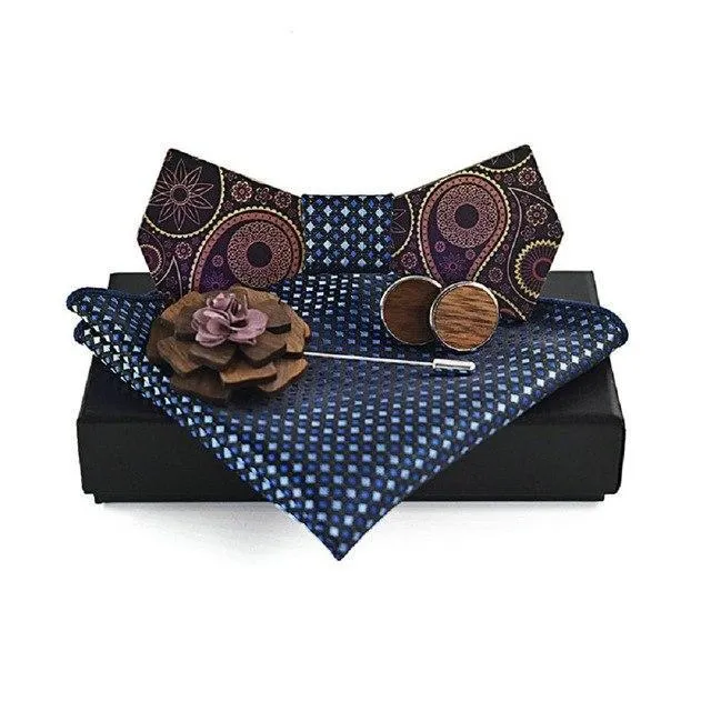 Artisan Wood Bow Tie Set