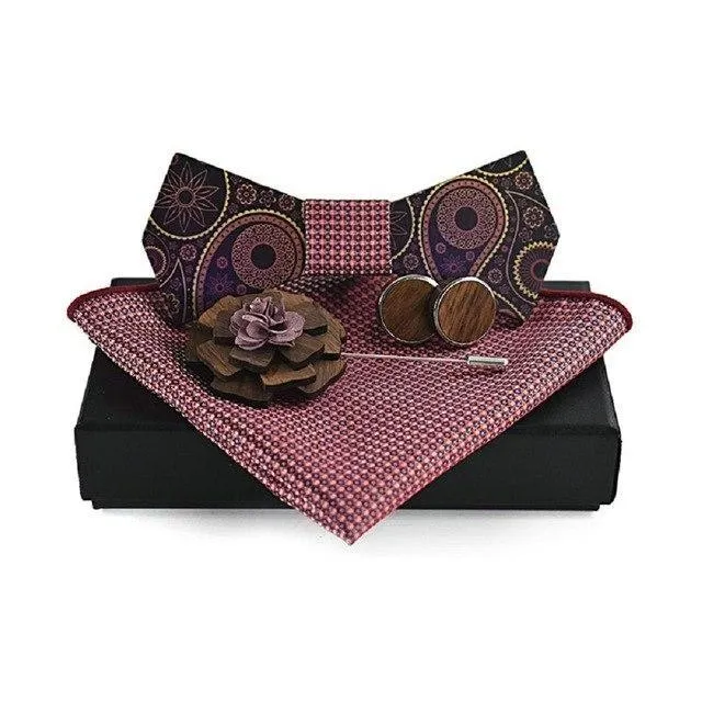 Artisan Wood Bow Tie Set