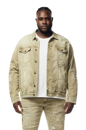 Big and Tall - Rip & Repaired Color Jean Jacket - Light Oak