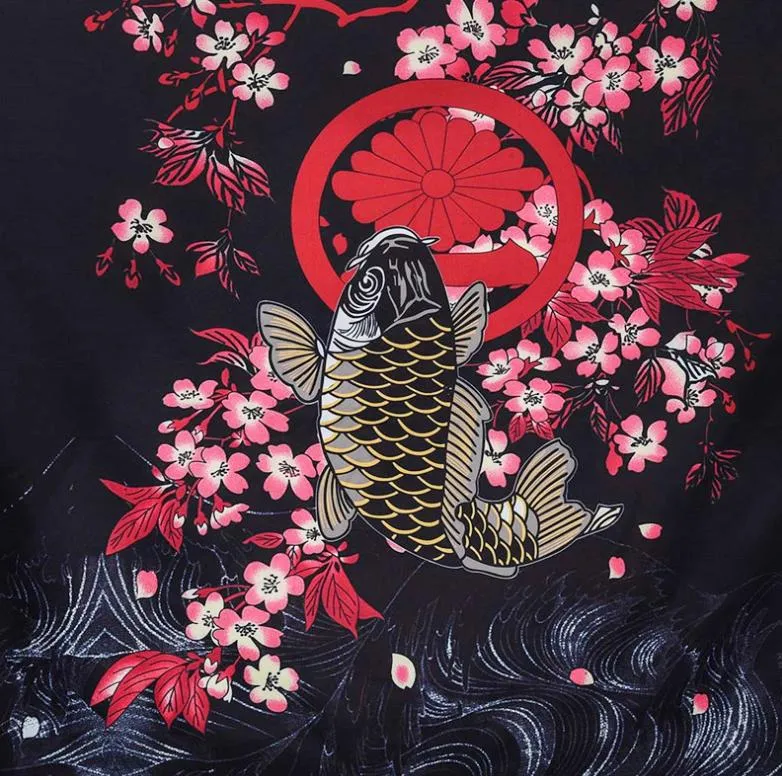 Black Koi Fish Kimono Shirt | Anime Kimono