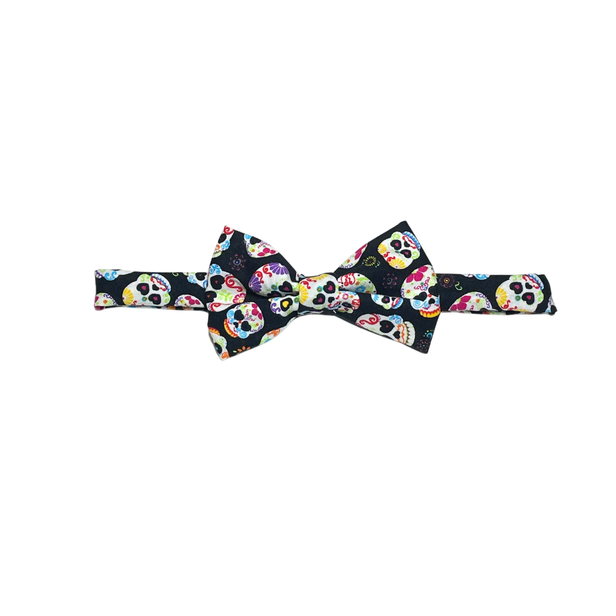 Black Neon Sugar Skulls Bow Tie