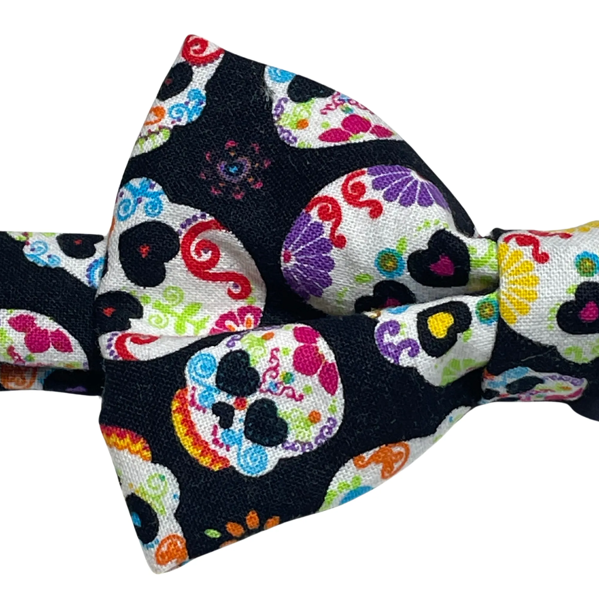 Black Neon Sugar Skulls Bow Tie