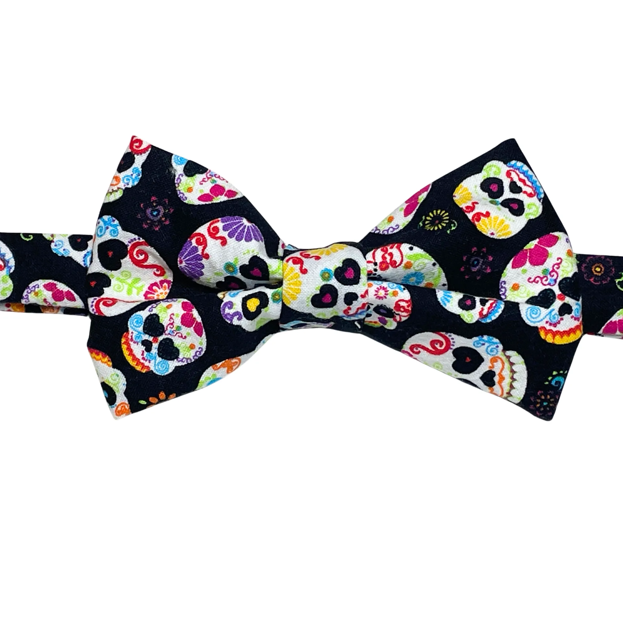 Black Neon Sugar Skulls Bow Tie