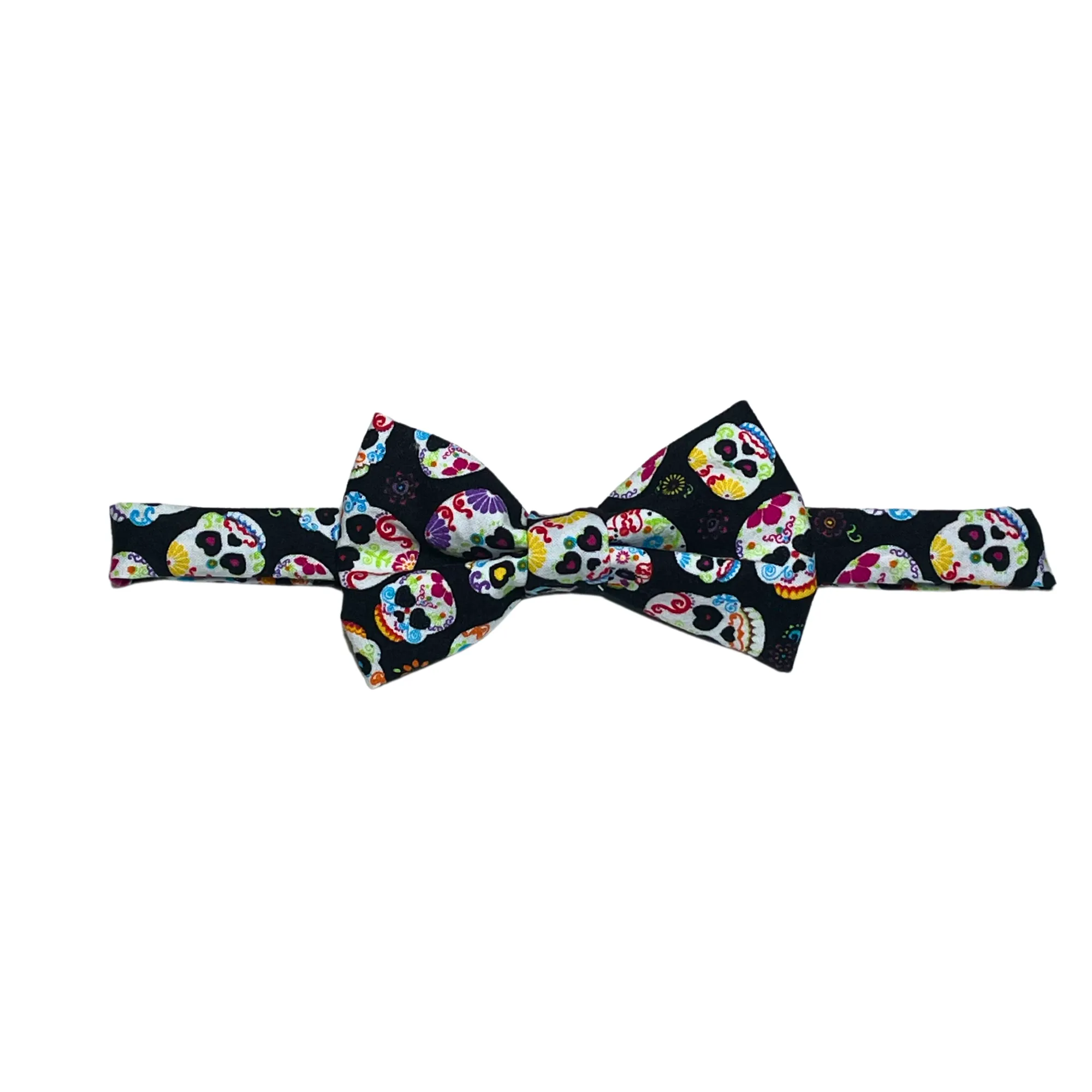 Black Neon Sugar Skulls Bow Tie