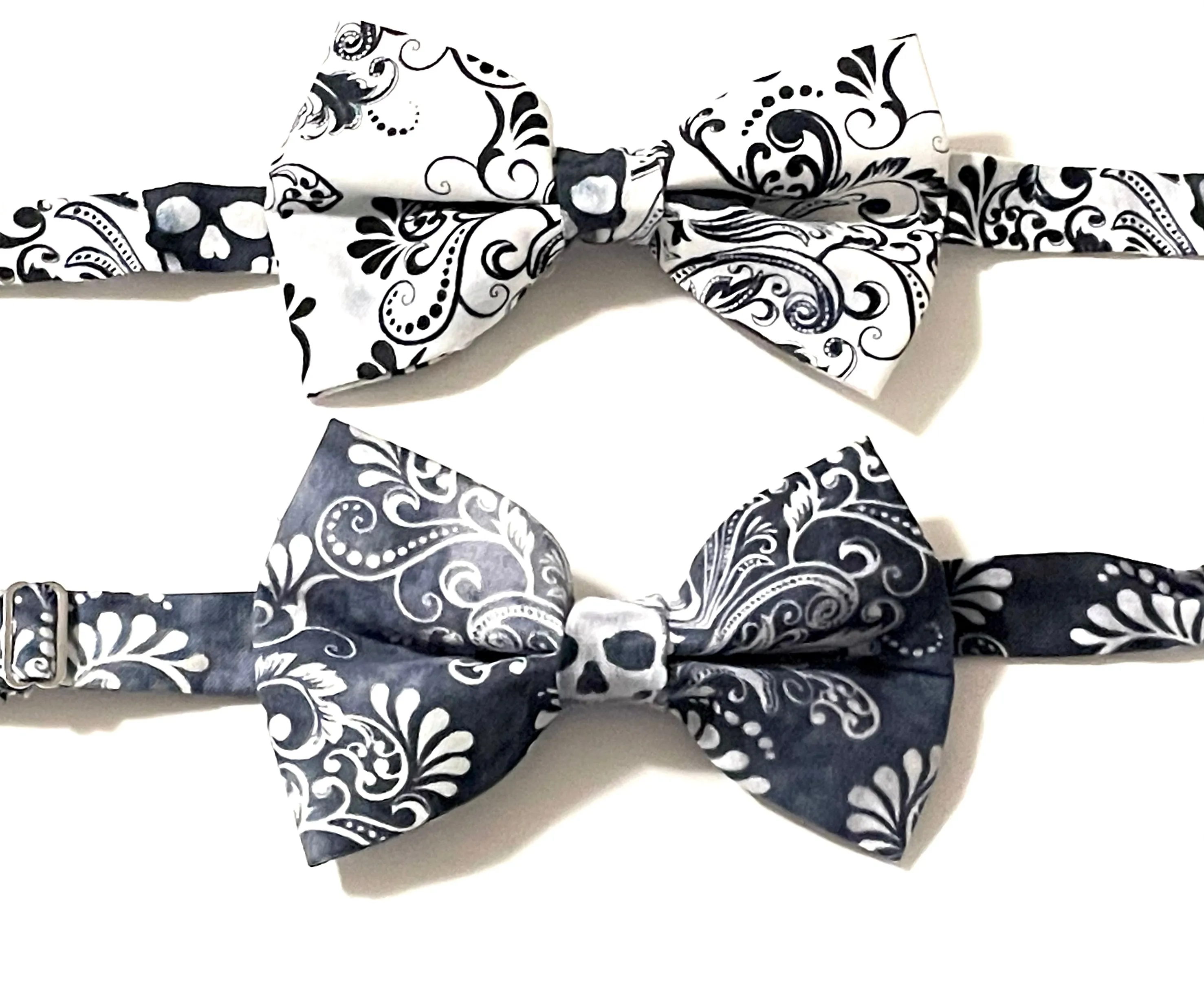 Black Neon Sugar Skulls Bow Tie