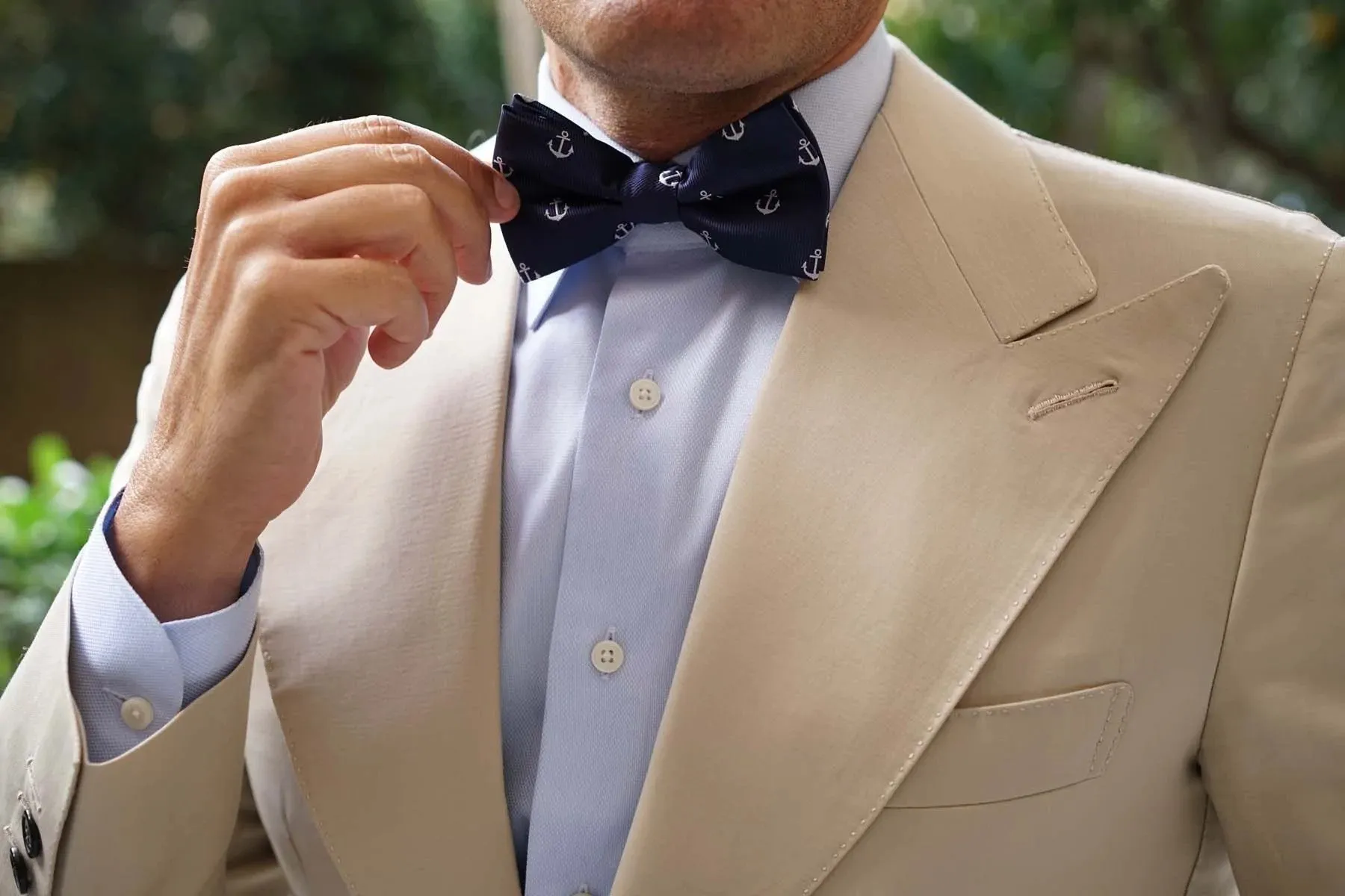 Bow Tie - Anchors - Navy with White