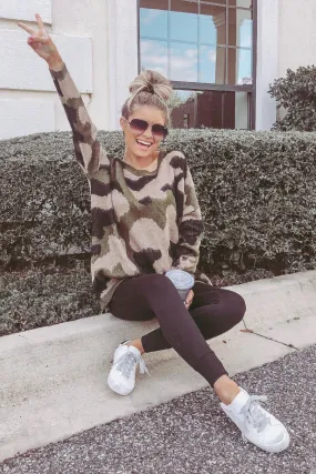 Cassie Camo Print Sweater