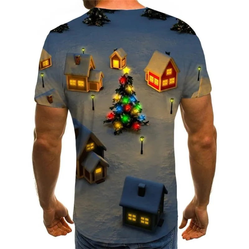 Christmas T-shirt Men New Year Tshirts Casual Christmas Tree Tshirt Anime Snow Tshirts Novelty