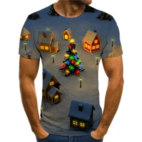 Christmas T-shirt Men New Year Tshirts Casual Christmas Tree Tshirt Anime Snow Tshirts Novelty