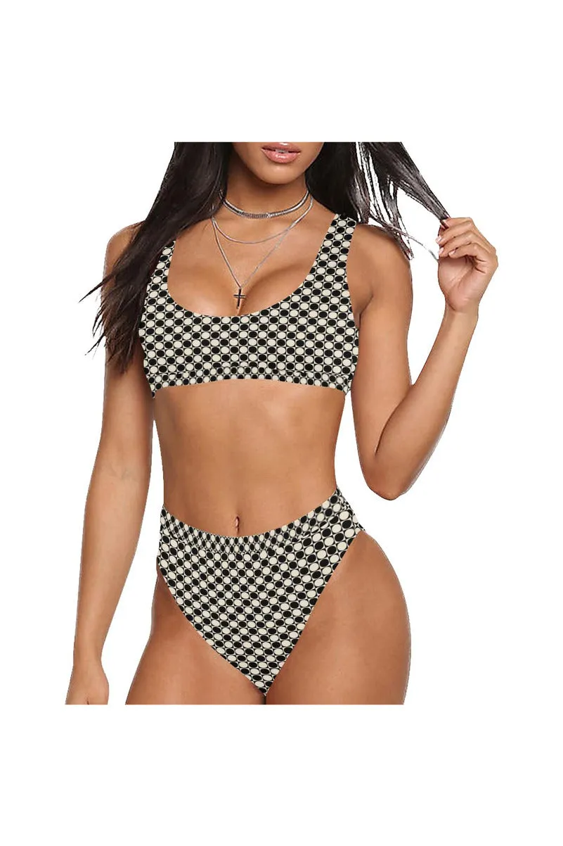 Circle in Square Sport Top & High-Waist Bikini Swimsuit