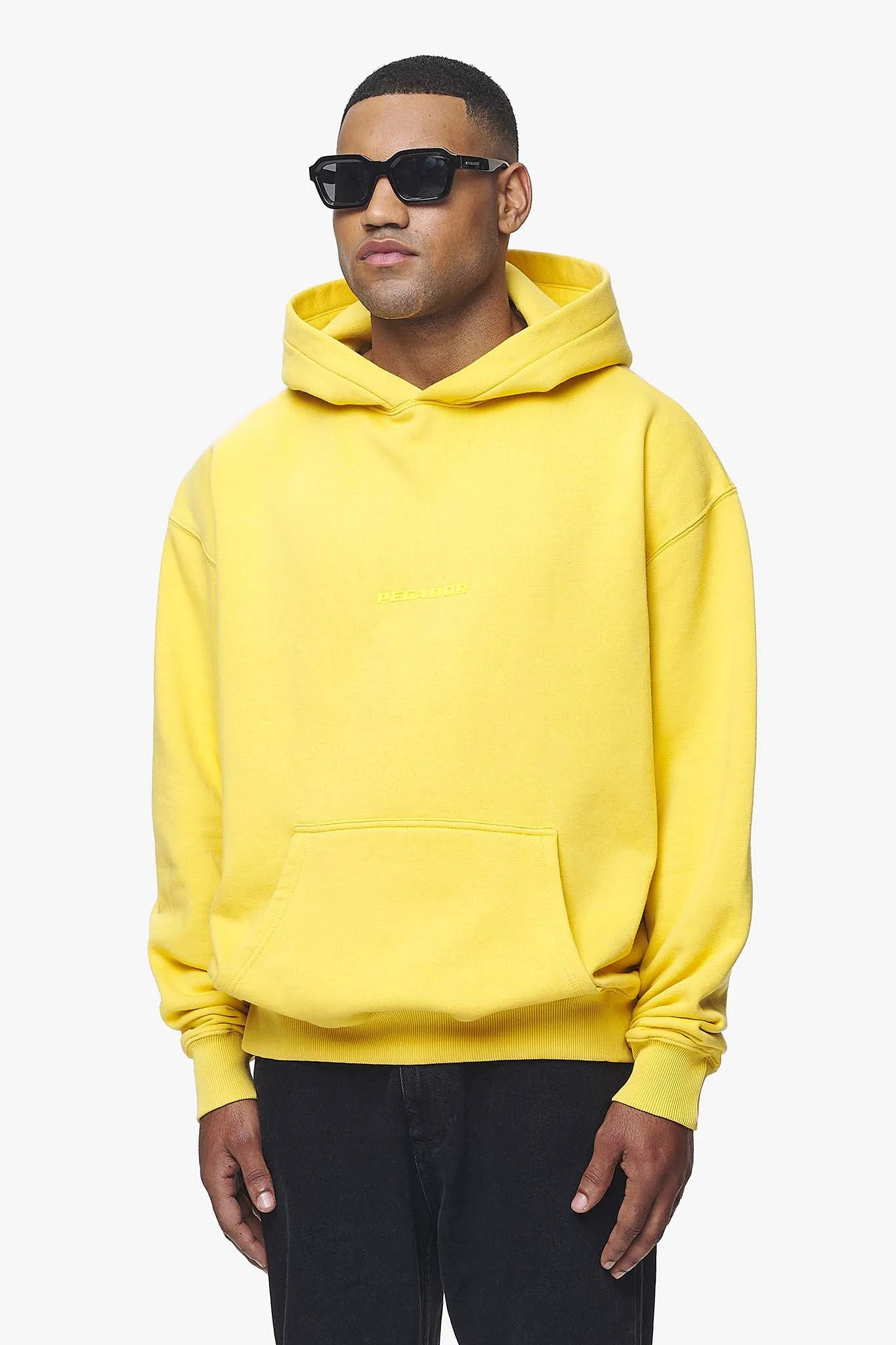 Colne Logo Oversized Hoodie Vintage Washed Solar Yellow Gum