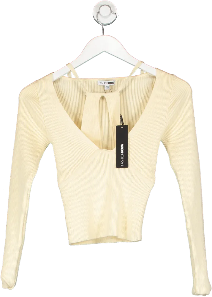 Fashion Nova Cream Opal Sweater Top UK XS