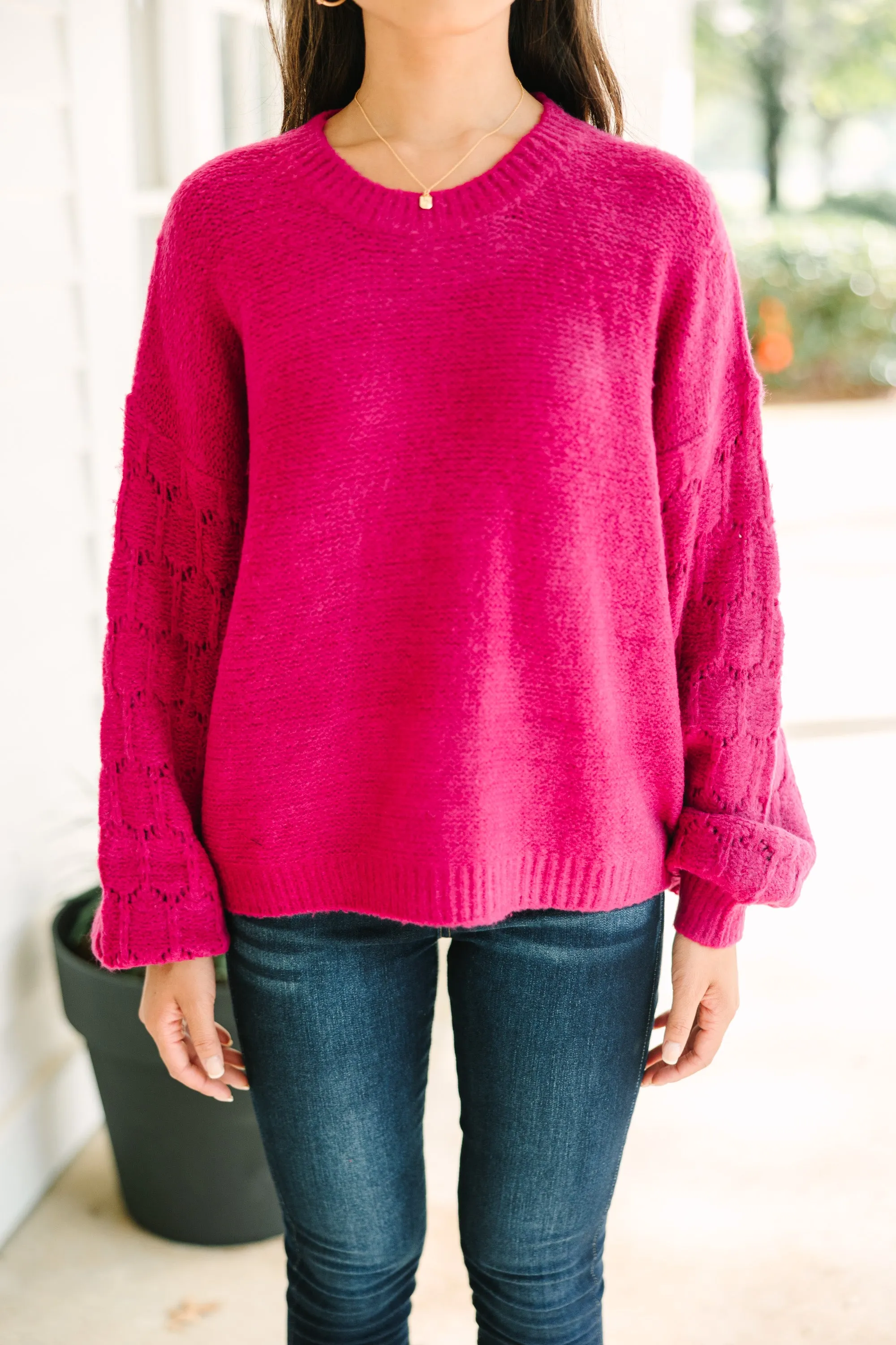 Feeling Close To You Magenta Purple Textured Sweater