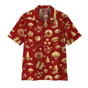 Gearhuman 3D Gold Asian Culture Hawaii Shirt