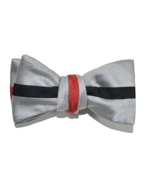 Gene Meyer Silk Bow Tie Black Gray Red Stripe - Self Tie SALE