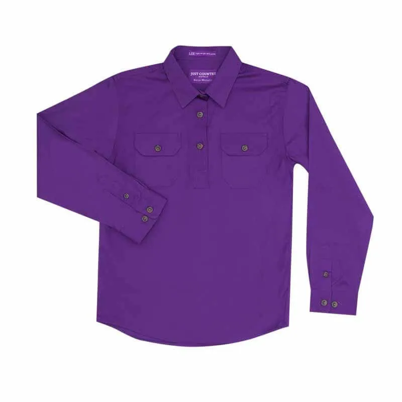 Girl's Just Country Kenzie 1/2 Button Shirt Purple