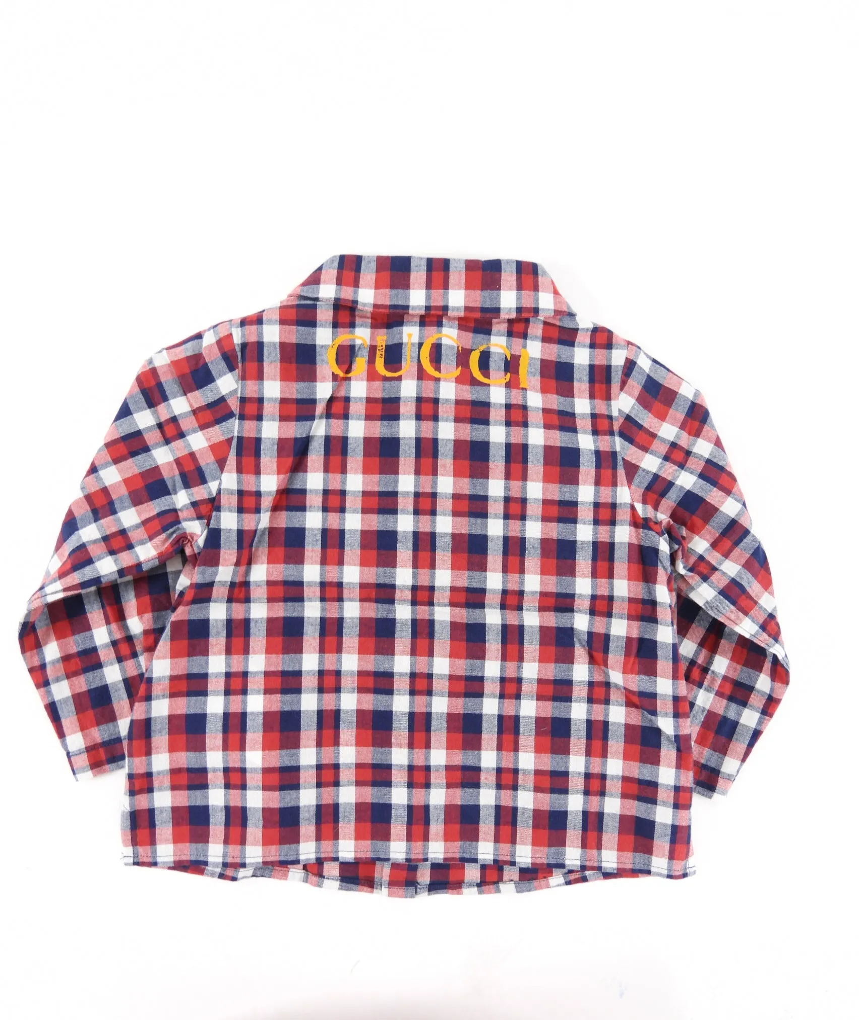 Gucci Baby  Navy Red White Check Shirt - 9/12 M