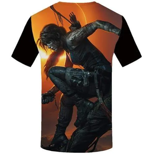 Gun T shirts Men War T-shirts 3d Moon Tshirts Casual Mountain Tshirts Cool Gothic T shirts Funny Short Sleeve T shirts Mens