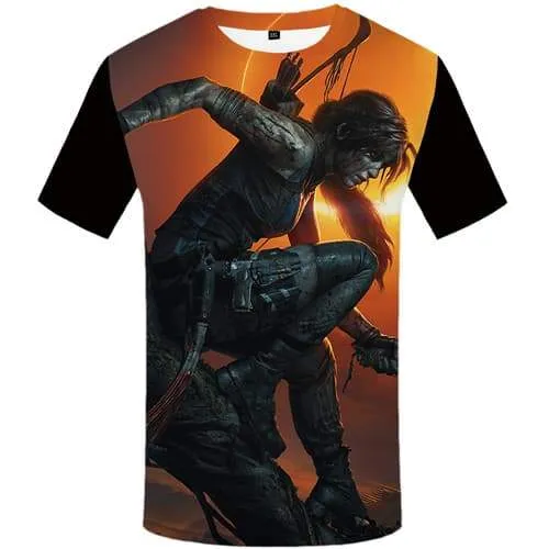 Gun T shirts Men War T-shirts 3d Moon Tshirts Casual Mountain Tshirts Cool Gothic T shirts Funny Short Sleeve T shirts Mens