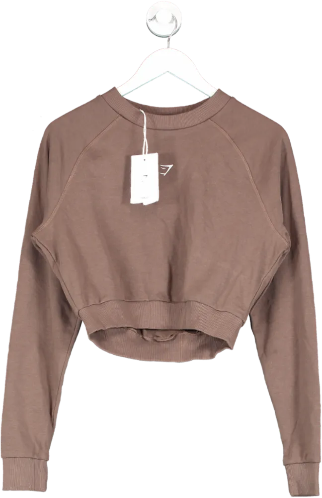 gymshark Brown Training Cropped Sweater BNWT UK S