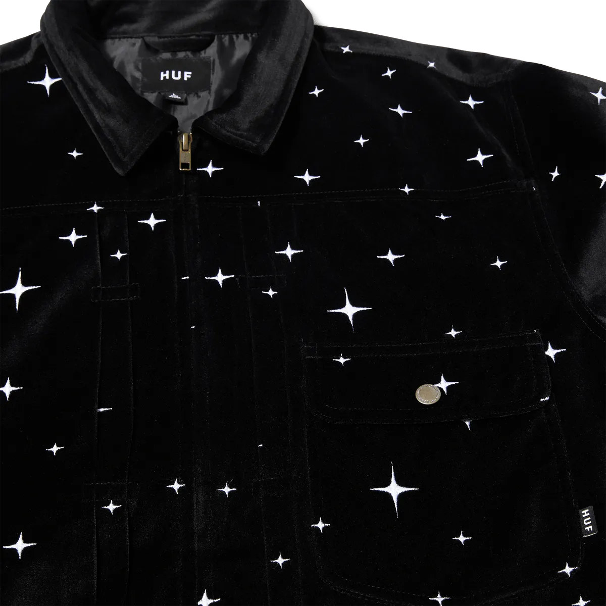 HUF GALAXY VELVET TRUCKER JACKET-BLACK