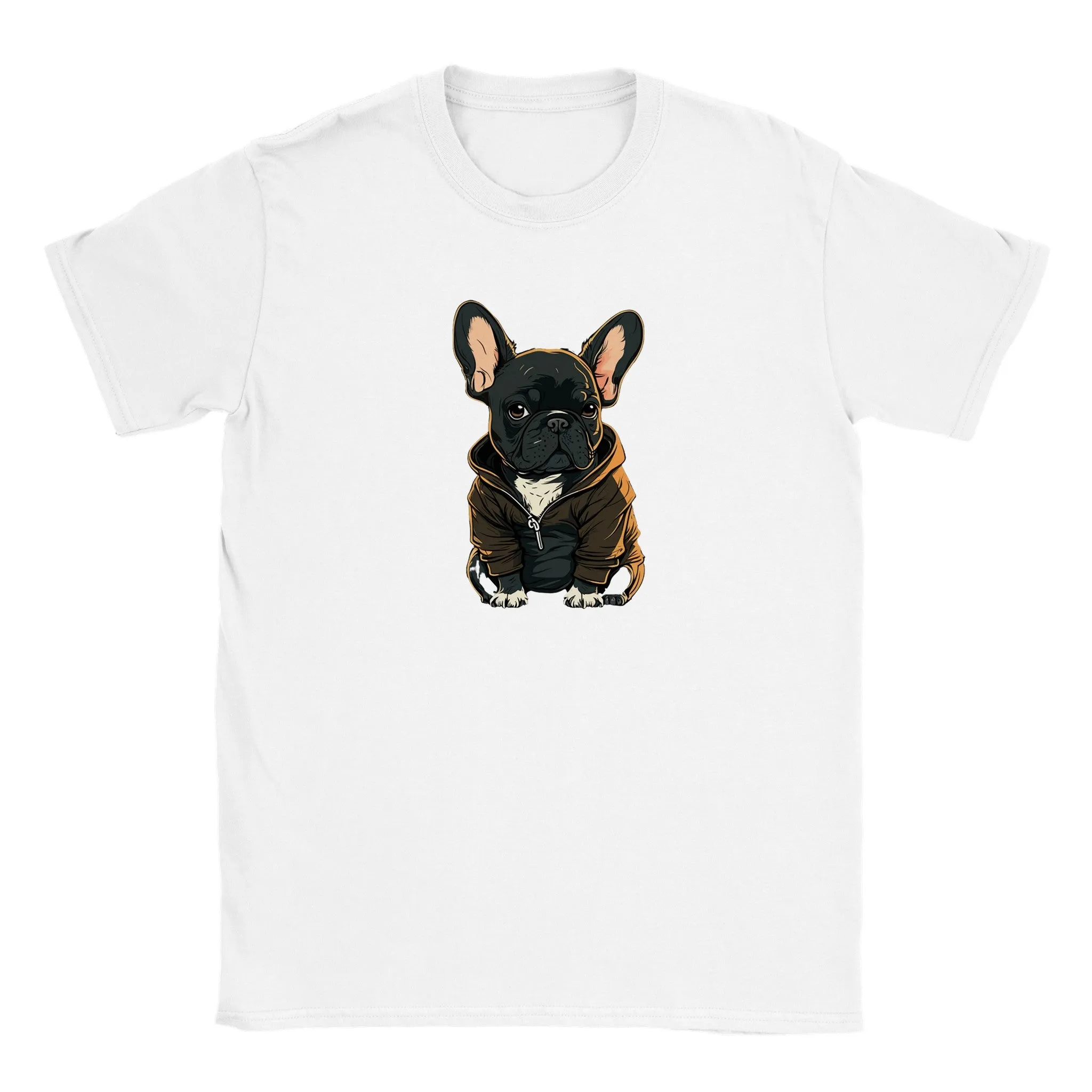 Hunde T-shirt - Fransk Bulldog Dark Hoodie Artwork - Klassisk Børne T-shirt