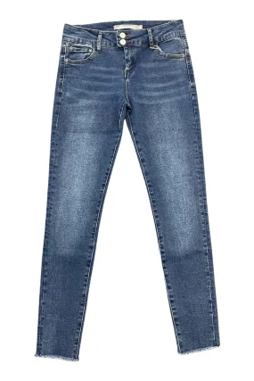 Indigo Double Button Skinny Jeans