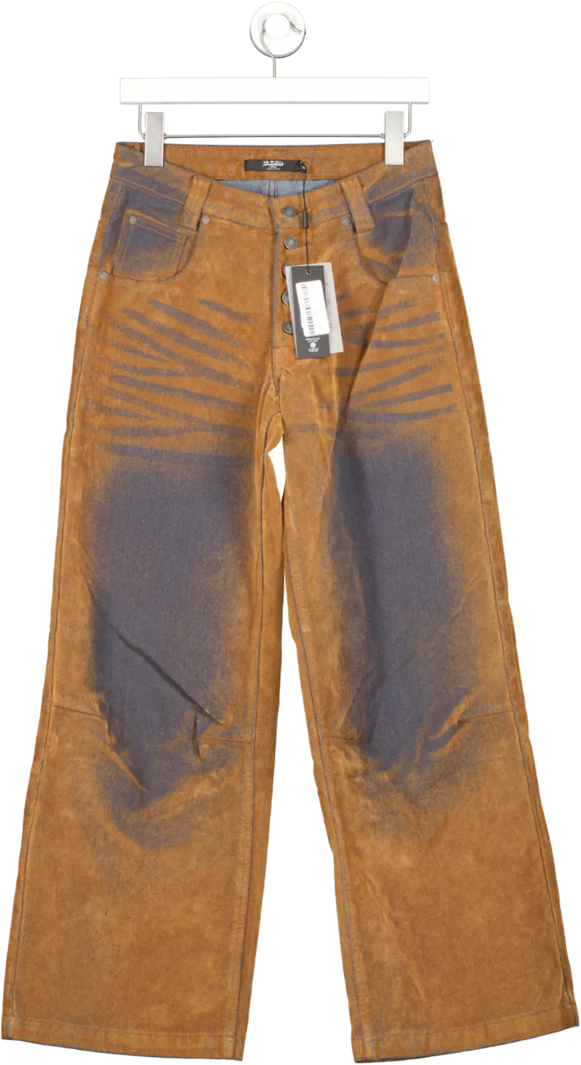 Jaded London Brown Zebe Velvet Touch Jeans W24