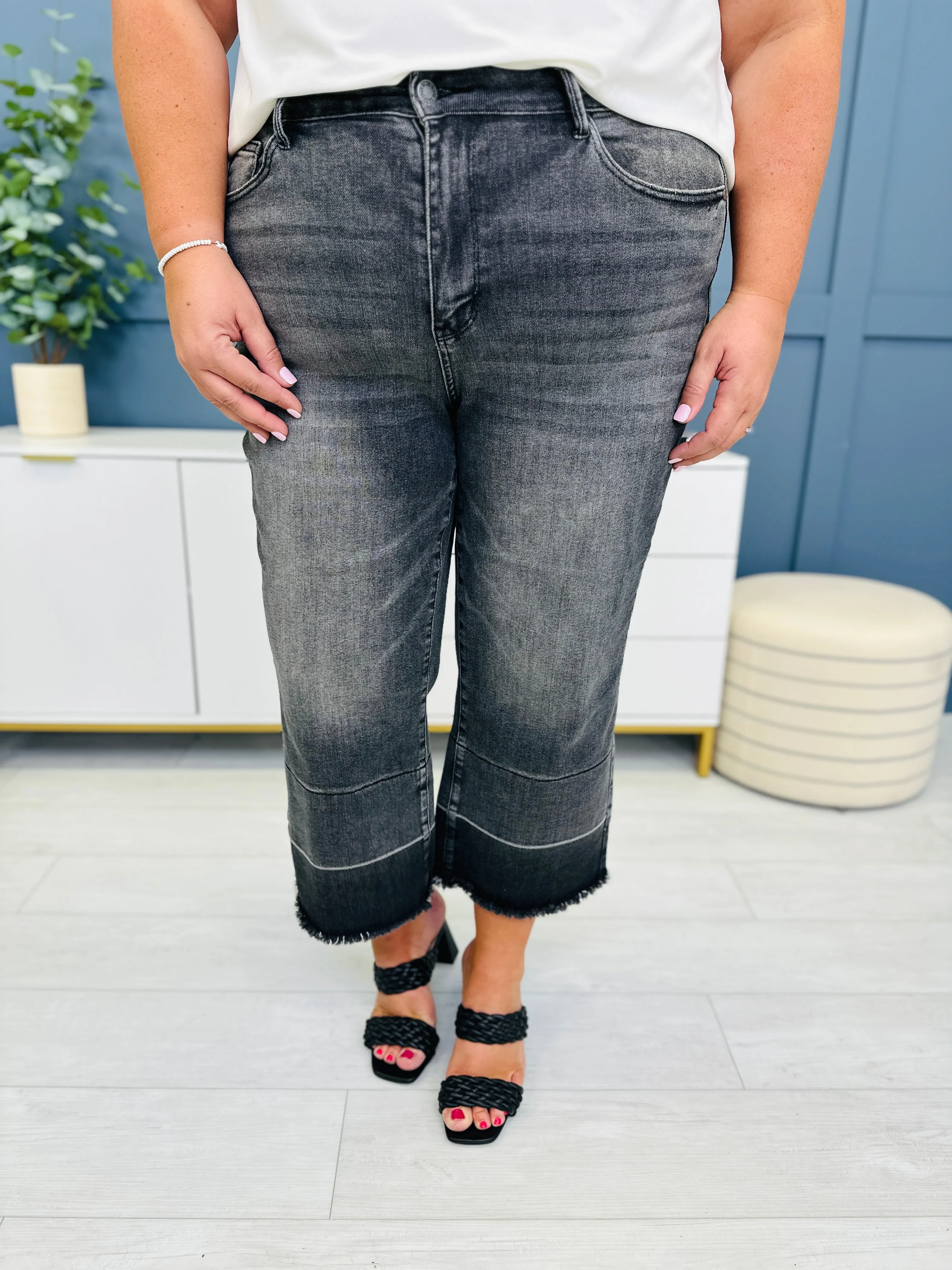 Judy Blue REG/CURVY Shades of Gray Cropped Wide Leg Jeans