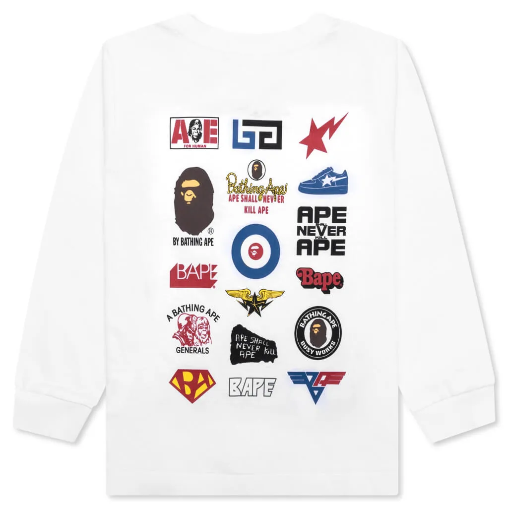 Kid's Multi Logo L/S Tee - White