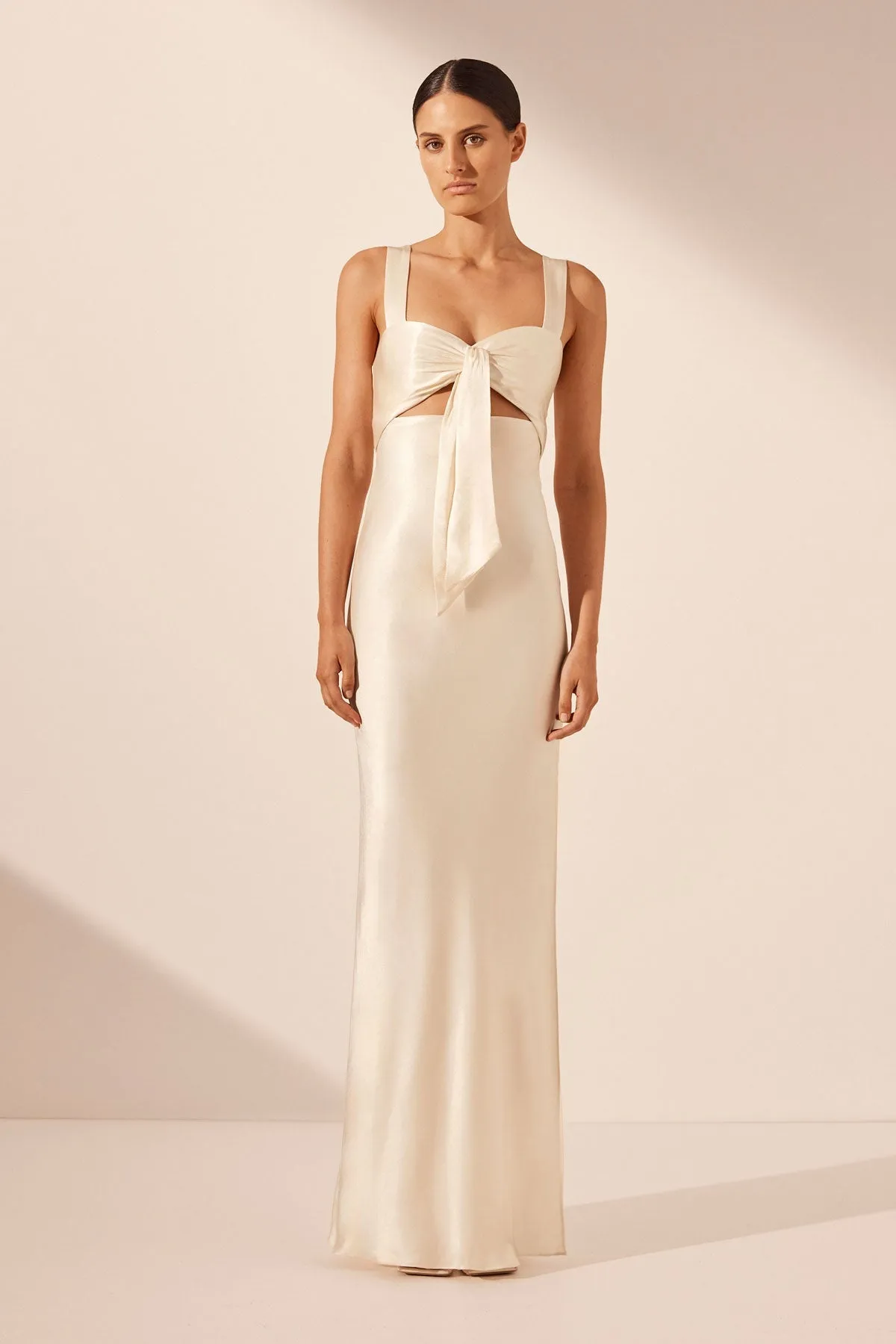 LA LUNE BOW TIE MAXI DRESS - CREAM