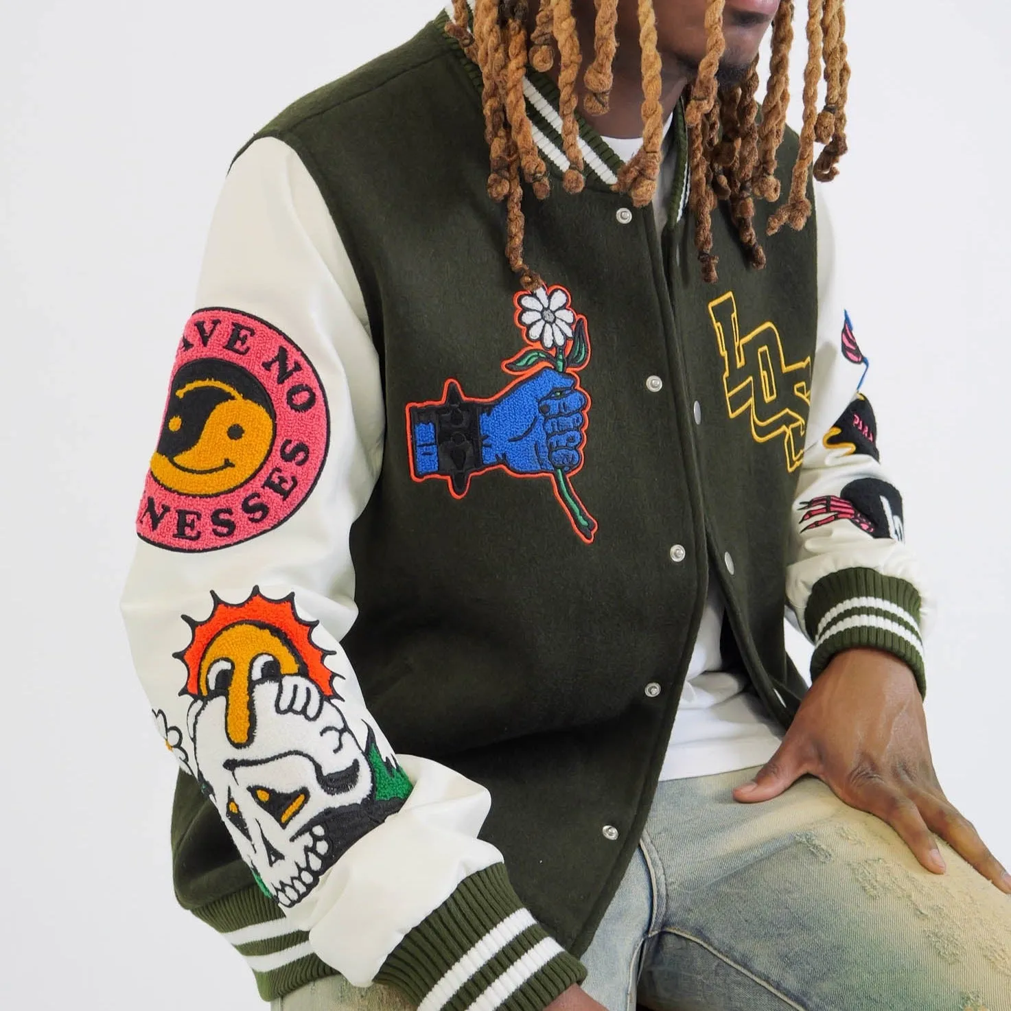 LOST ONES VARSITY JACKET OLIVE