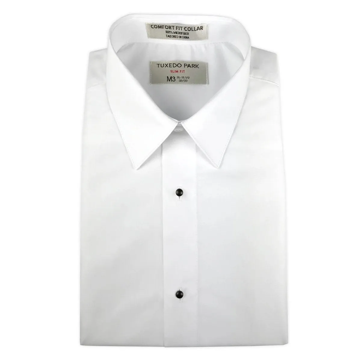 Elegant Mens Solid White Microfiber Formal Tuxedo Shirt - Rental Available