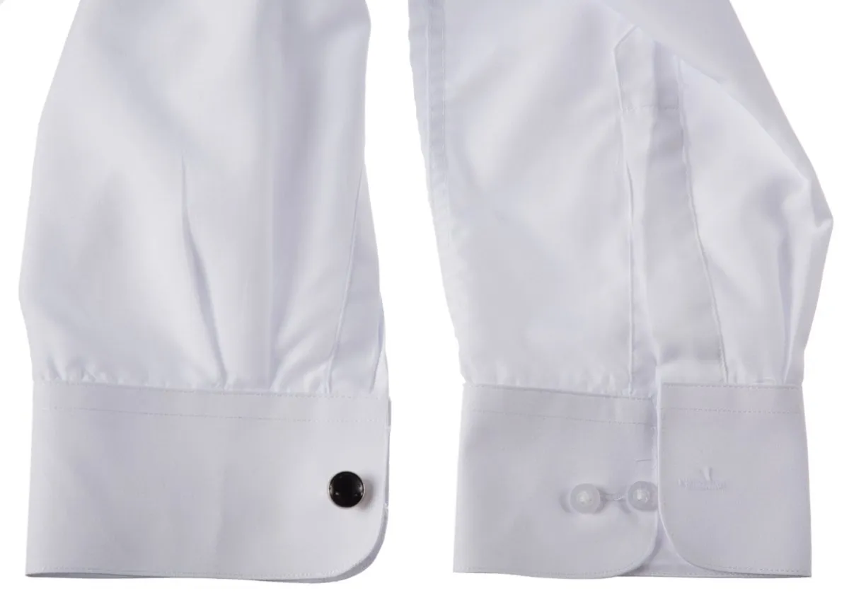 Elegant Mens Solid White Microfiber Formal Tuxedo Shirt - Rental Available