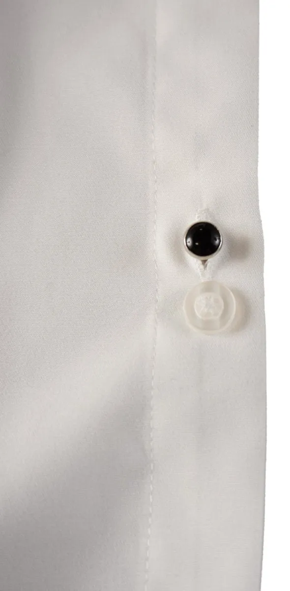 Elegant Mens Solid White Microfiber Formal Tuxedo Shirt - Rental Available