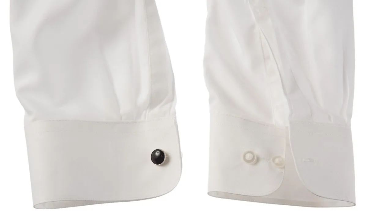 Elegant Mens Solid White Microfiber Formal Tuxedo Shirt - Rental Available