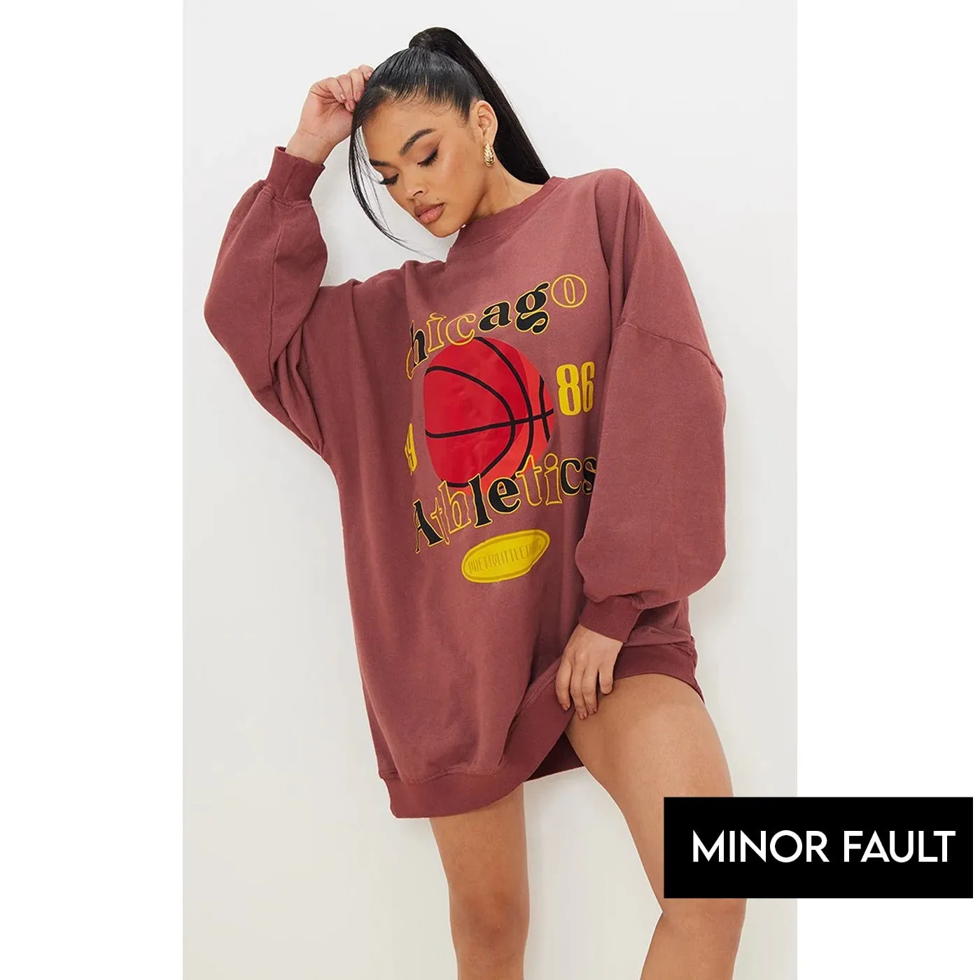 (Minor Fault) Burgundy Oversized Sweatshirt