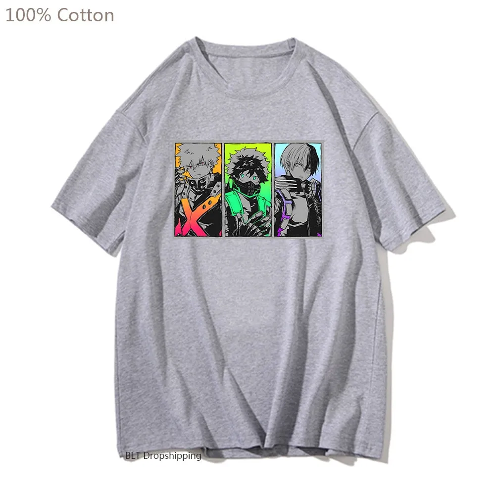 My Hero Academia T-shirt Midoriya Izuku Deku Bakugo Shoto Todoroki Tshirt Japanese Anime Clothes