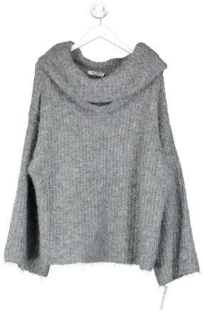 NA-KD Grey Elastane Knitted Roll Neck Sweater UK S