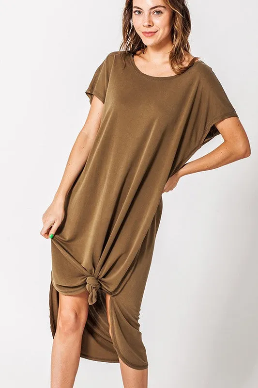 Not So Basic Long Dress-Deep Olive