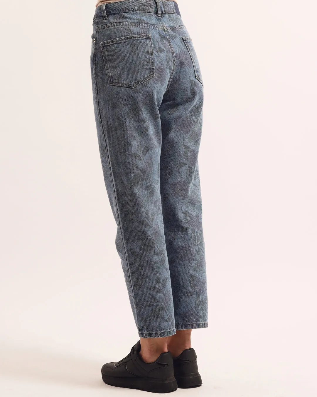 Pantalon Mom Denim Bleu