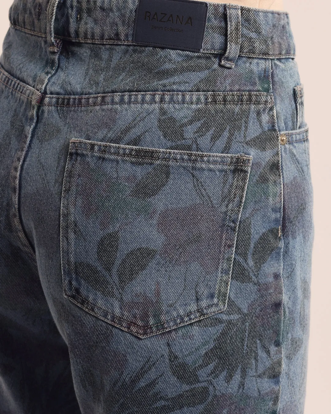 Pantalon Mom Denim Bleu