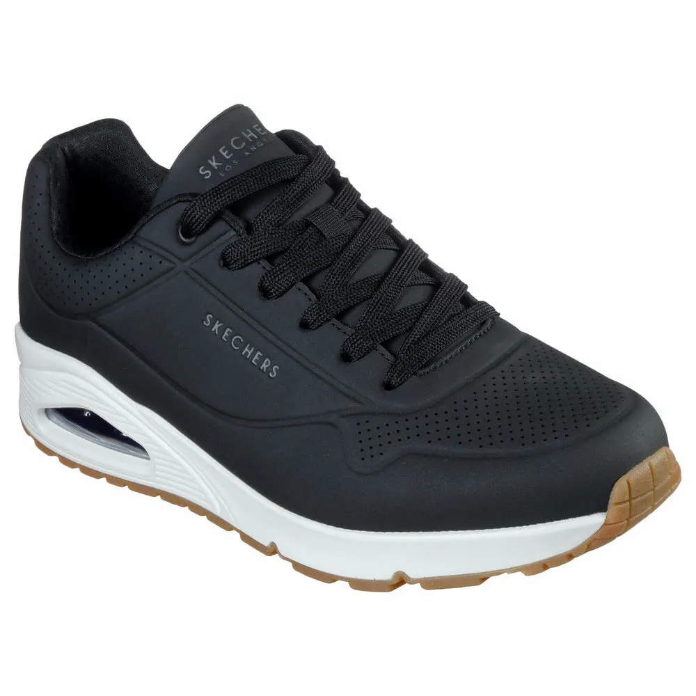 Pantofi sport, barbati, SKECHERS Uno Stand On Air, 52458-BLK negru, piele ecologica