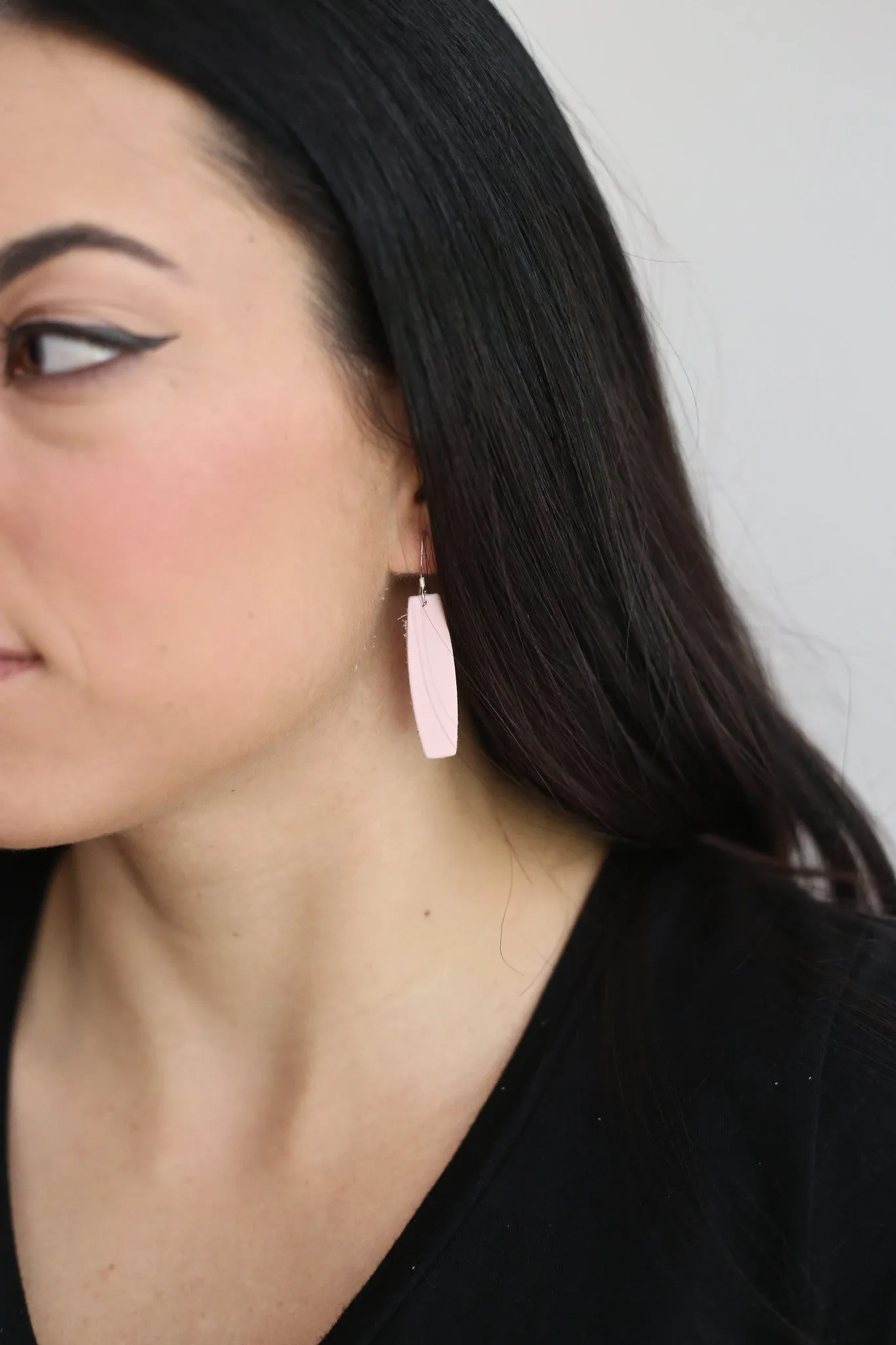 Pink Leather Earrings